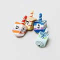 Close up collection jewish dreidel. High quality and resolution beautiful photo concept Royalty Free Stock Photo