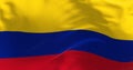 Close-up of Colombia national flag waving in the wind