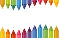 Close up colored crayons with empty space on white background Royalty Free Stock Photo