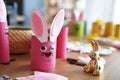 Close up of colored Easter decorations on the table Royalty Free Stock Photo