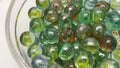 Close-up of colored glass marbles in a glass jar Royalty Free Stock Photo