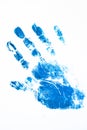 Close up of colored hand print on white background Royalty Free Stock Photo