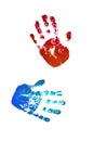 Close up of colored hand print on white background Royalty Free Stock Photo