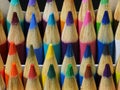 Close up of colored pencil points from the front. Royalty Free Stock Photo