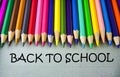 Close up colored pencil writing with BACK TO SCHOOL .Education concept