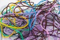 Close-up of colored threads on a white background. Macro, fiber, cotton