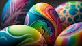 Close-up of colorful abstract easter eggs, easter background illustration (Generative AI