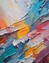 Close-up of a colorful abstract oil painting showcasing dynamic brushstrokes and texture Royalty Free Stock Photo