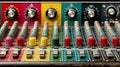 Close-up of a colorful audio mixing console Royalty Free Stock Photo