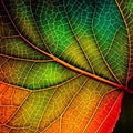 close up of colorful autumn leaf