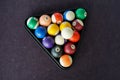 Billiard Balls in Triangular Rack on Pool Table Royalty Free Stock Photo