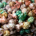 Close-up of colorful caramel popcorn. Background for design.