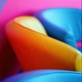 A close up of a colorful chair with the backrest down, AI