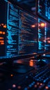 Close-up of colorful coding displayed on multiple monitors Royalty Free Stock Photo