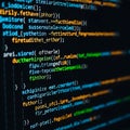 Close up of colorful computer code on a dark screen Royalty Free Stock Photo