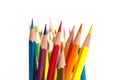 Close up colorful of crayon on white Royalty Free Stock Photo
