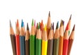 Close up colorful of crayon on white Royalty Free Stock Photo