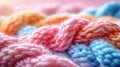 Close Up of Colorful Crocheted Blanket. Generative AI Royalty Free Stock Photo