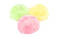 Close up colorful of daifuku dessert from japanese isolated