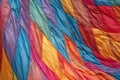 close-up of colorful deflating hot air balloon fabric Royalty Free Stock Photo