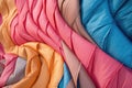close-up of colorful deflating hot air balloon fabric Royalty Free Stock Photo