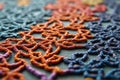 Close-up of colorful embroidery patterns on fabric Royalty Free Stock Photo