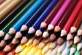 close-up of colorful eyeliner pencils awaiting packaging