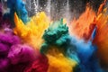 close-up of colorful firework powder mixtures