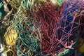 close-up of a colorful of a fishing net Royalty Free Stock Photo