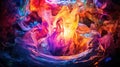 A close up of a colorful flame in an abstract painting, AI