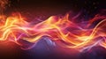 A close up of a colorful flame on black background, AI