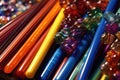 close-up of colorful glass rods for bead making Royalty Free Stock Photo