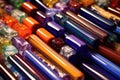 close-up of colorful glass rods for bead making Royalty Free Stock Photo