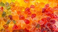 A close up of colorful gummy candy