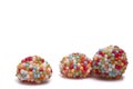 Closeup gum candy balls topping white background Royalty Free Stock Photo