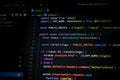 Close-up of colorful JavaScript code screen, showing web development and programming concept in a dark-themed interface for Royalty Free Stock Photo