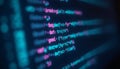 Close-up of colorful lines of code on dark screen