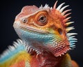 a close up of a colorful lizard on a black background Royalty Free Stock Photo