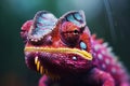 a close up of a colorful lizard