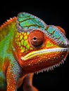 a close up of a colorful lizard