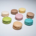 Close-up of colorful macaroons on white background Royalty Free Stock Photo