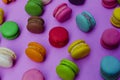 Close up of colorful mini macaroon cookie dessert pattern backgrounds Royalty Free Stock Photo