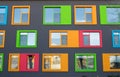 Close up of Colorful Modern Building Windows Royalty Free Stock Photo