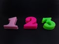 Close up of colorful numbers on a black background Royalty Free Stock Photo