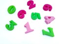 Close up of colorful numbers on a white background Royalty Free Stock Photo