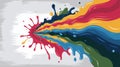 Close-up of colorful paint splash on canvas, capturing dynamic energy.