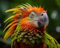 a close up of a colorful parrot