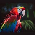 A Close-Up Marvel: Scarlet Macaw Parrot in All Its Colorful Splendor