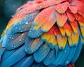 Close-up of a colorful parrots feathers