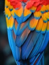 Close-up of a colorful parrots feathers